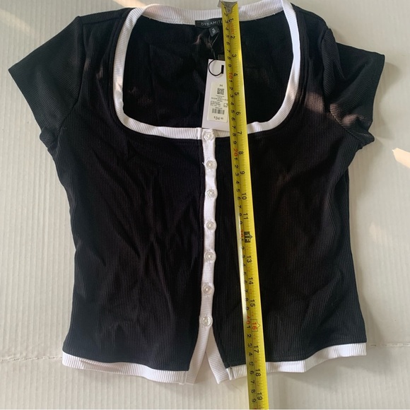 Dynamite -Black Ribbed Button-Down Crop Top (Jacquie) - Picture 4 of 5